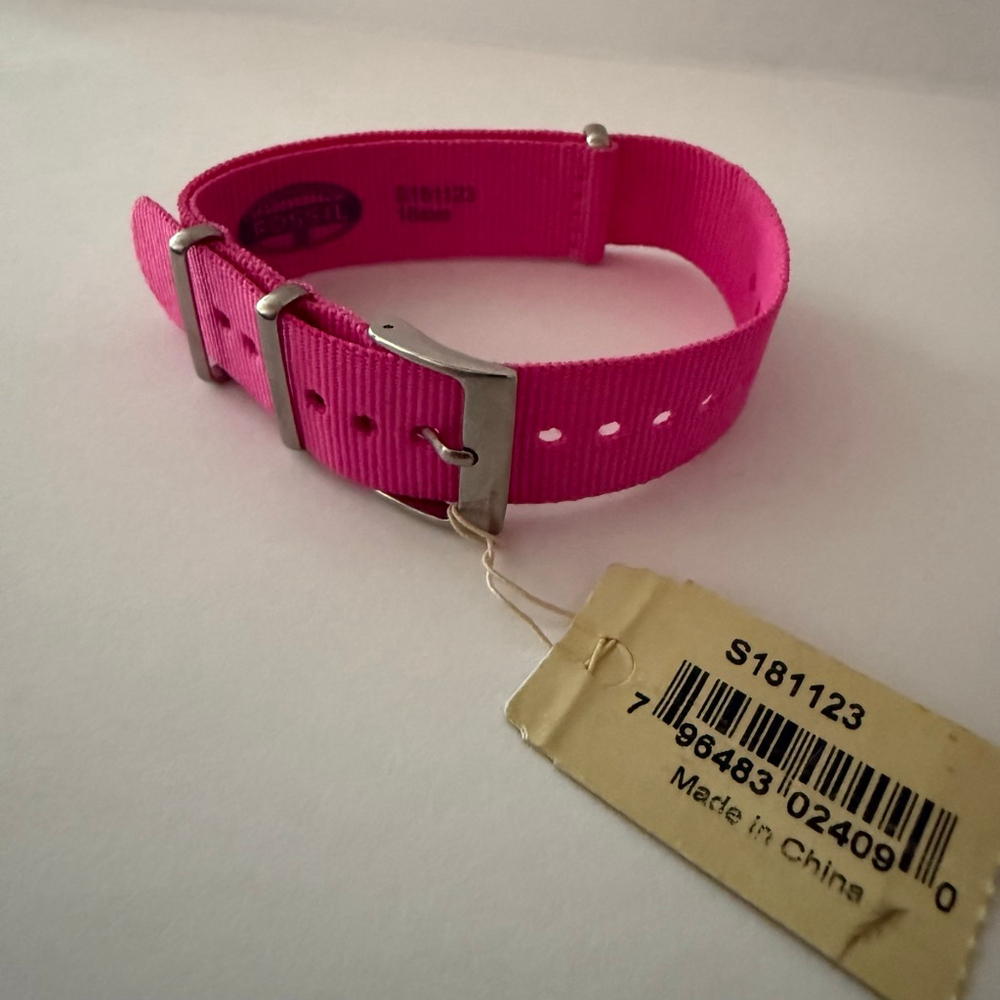 Fossil Watch Strap Pink Silver 18mm New NWT - Picture 2 of 3